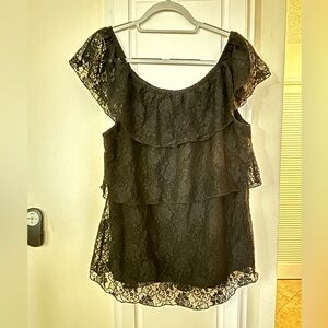 Kenar Black Lace Off the Shoulder Top XL